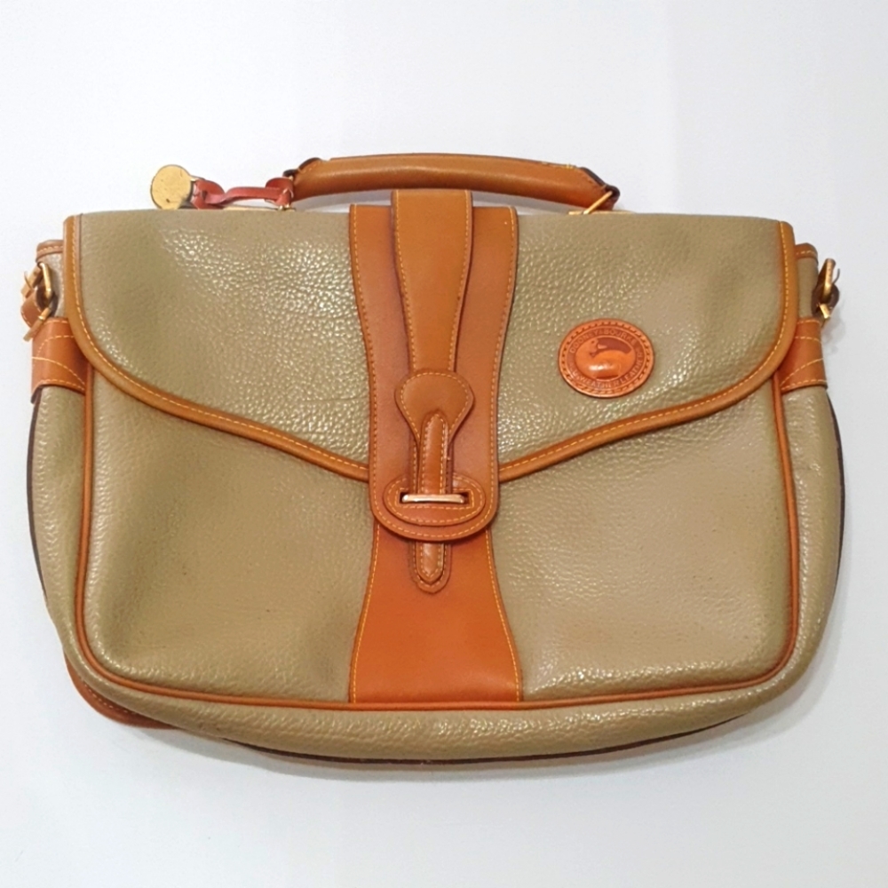 Vintage Dooney and Bourke Taupe Leather Briefcase